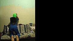 Shameless horny MILF fingers big pussy after work!