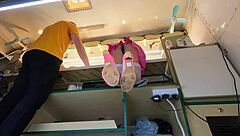 Hot 18yo Brunette Slut's Upskirt Pussy Exposed on Hidden Work Cam!