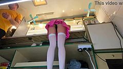 Hot 18yo Brunette Slut's Upskirt Pussy Exposed on Hidden Work Cam!