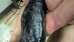 Huge Hankey's crams three massive toys into her ass at once for wild solo play