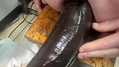 Huge Hankey's crams three massive toys into her ass at once for wild solo play