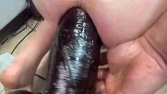 Huge Hankey's crams three massive toys into her ass at once for wild solo play