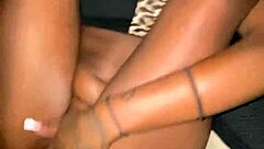 horny ebony babe bends over big black cock outdoors in homemade public pounding