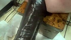 Huge Hankey's crams three massive toys into her ass at once for wild solo play