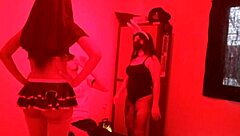 wanna dance erotically with hot latina milfs until that effeminate guy joins for steamy threesome sex?