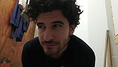 skinny teen strokes monster cock in bathroom after last night's fuck