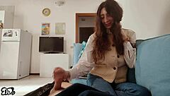 begging for blowjob but gets handjob instead in italian amateur clip?