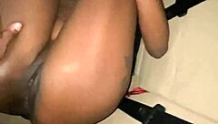 horny ebony babe bends over big black cock outdoors in homemade public pounding