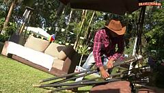 WOW! Young Brazilian hottie RIDES that BBC cowgirl style till massive cumshot explosion!