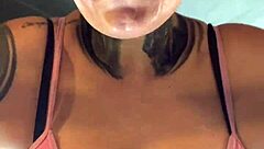 at the gym i got sweaty with this tanned babe her wet pussy dripped down her legs