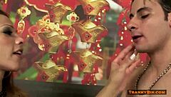 Gorgeous Shemale Gets Worshipped In Hardcore Session