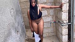 Chubby Asian babe spreads fat ass for monster BBC outdoors