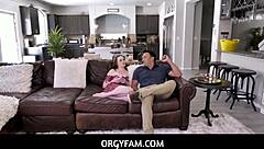 Orgyfam Samantha Reigns shares stepmom Tina with new bf deepthroat orgy
