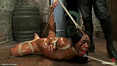 small tits ebony gets WHIPPED hard in hogtie bondage pain