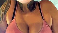 at the gym i got sweaty with this tanned babe her wet pussy dripped down her legs