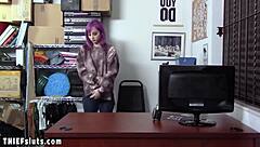 pink haired emo teen thief punished fucked by cop