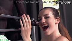 Wow, cute brunette Elena Vega rides big black cock in horny hostel spooning!