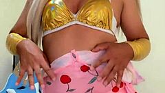 Sexy Transexual in Pink Pajamas Ready to Tease and Tempt!