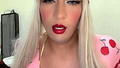 Sexy Transexual in Pink Pajamas Ready to Tease and Tempt!