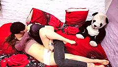 another evening with boyfriend and his cute petite teen friend sucking big cock