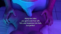 Brazilian stud rams huge cock through curvy sex doll's tight underwear fabric.