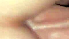 stretching wife's tight asshole with anal creampie cumshot