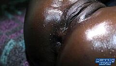 hot ebony couple does close up anal missionary creampie twice with cumshots