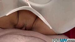 Emily Austin's POV blowjob turns into hot fucking session