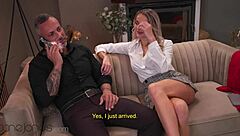 Blonde maddy black sucks dane jones while wife chats on phone