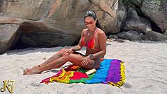 vick fucked on beach with crowds watching her big pussy creampie