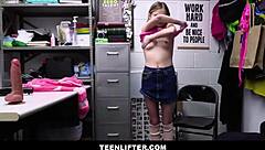 cute tiny teen shoplifter orgasms on guard's monster cock deal