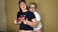 two pregnant sluts rimjob each other's asses in long intense interracial clip