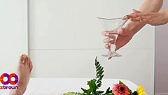 She Gives Him Oiled Handjob Until Cum Covers His Hands