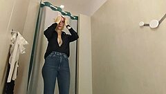 see-through top no bra dressing room tease reveals all