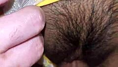 vered wifey strokes juicy pussy lips in tight yellow lingerie