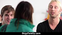 Stepbrothers, why punish your partying teen stepsis with a wild 3some orgy and hardcore cumshots on her small tits?