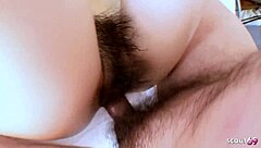 Tiny Japanese nerd with glasses craves stranger's uncensored POV creampie defloration