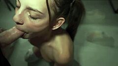 Tiny stepdaughter handles first monster cock in rough doggystyle pounding