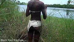 hey skinny african ebony with narrow ass shake it outdoors in the wild tribe heat