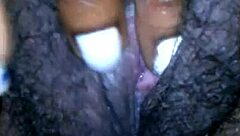 damn ebony babe jessica grabbit fingers her hairy pussy teases nipples with rabbit toy nonstop