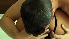 Italian beauty in lingerie rims his ass then rides cock wildly missionary doggystyle with dirty talk