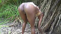 hey skinny african ebony with narrow ass shake it outdoors in the wild tribe heat