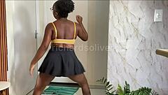 That naughty Black Latina got caught flashing short skirt then bounced on big cock bareback