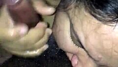 She delivers that nasty great head in a freaky way around his fat black monster cock
