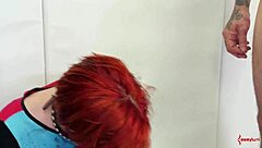 bdsm slut chokes on sloppy deepthroat blowjob bound and gagging!!