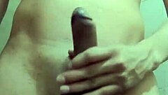 skinny dude with huge cock jerks off in the work bathroom stall