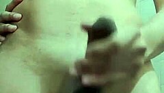 skinny dude with huge cock jerks off in the work bathroom stall