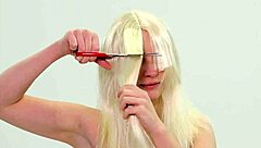 hey submissive babe watch her hair get chopped wild