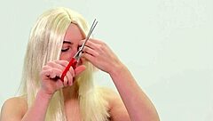 hey submissive babe watch her hair get chopped wild