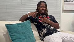 delivery guy trapped seducing horny housewife's squirting pussy over big black cock